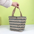 Corduroy draagtas met vintage bloemenpatronen in roze en groen met koperen drukknoopsluiting - Groene Bloem