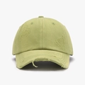 Distressed light green washed baseball cap with vintage frayed holes and curved brim - Adjustable / Green