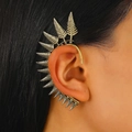 Vintage bronzen varenblad oorklem voor dames met gedetailleerd botanisch metalen design - Blad Oor Wrap (A-184) Clip-on