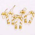 6er-Set weiße und goldene Zuckerstangen-Anhänger mit Metallspirale für Weihnachtsbaum - Gold / 6 Stück / Packung