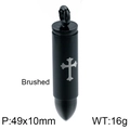 Brushed black bullet pendant necklace for men and women with cross pattern and steel finish - Black Cross Style (KP78730-K)