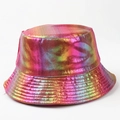 Cappello a secchiello olografico con sfumatura metallica per donna stile streetwear - M (56-58cm) / Rosso Sfumato