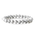 Minimalist 8mm white turquoise beaded bracelet with natural black marble patterns - White Howlite Bracelet