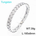 Bracciale magnetico in acciaio al tungsteno color argento per uomo con maglie a H - Colore Acciaio (KB208928-JI)