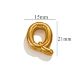 Polished gold bubble letter Q necklace pendant 15mm by 21mm on white background - Gold Q