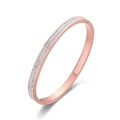 Elegant rose gold titanium steel bracelet with double-row sparkling crystals on white background - Double Row / Rose Gold
