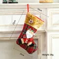 Classic plaid Christmas stocking with 3D Santa plush and fluffy gold fur cuff - Medium Plush Santa Style