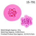 Rosa Silikonform Rose für DIY Fondant Kuchen und Duftkerzen mit 4,2 cm Blumengröße - Mehrlagiger Rosenstil (15-791) / Rosa