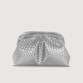 Silver woven texture dumpling bag with a stylish pleated crossbody design for women - Silver