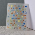 Pegatinas 5D de relieve para uñas con flores coloridas dibujadas a mano y texto mono TS-248 - Estilo de flor (TS-248)