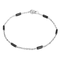 Minimalist silver bead chain bracelet featuring black cylindrical resin charms - Silver + Black Style (KB165158-Z)