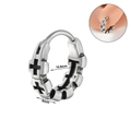 Punk vintage silver stainless steel ear cuff with cross patterns and 10.8mm inner diameter - NO 12 - Row of Crosses