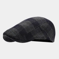 Dettaglio della trama in lana a quadretti grigi e blu di un cappello retrò - Taglia unica / Plaid Grigio Scuro Blu Scuro