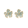 Golden flower stud earrings with light blue marble texture and geometric design - Flower Shape / Light Blue Flower