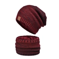 Set cappello e scaldacollo invernali in maglia bordeaux con fodera in pile spesso - Mix Rosso Vino