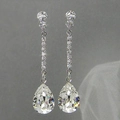 Pendientes de gota AAA con forma de pera y cristales de circonita de lujo muy brillantes - Oro blanco