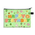 Light green Happy Birthday large coin purse with cute cartoon lion and cake pattern - Light Green Lion Rabbit Style (30)