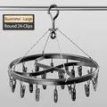 Gunmetal grey round aluminum drying rack with 24 clips for socks and laundry - Round 24 Clips / Gunmetal