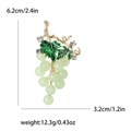 Creative grape brooch with green enamel leaves, clear beads, and sparkling crystals - Green Grape Style (MM-BR-4226)