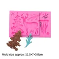 Roze siliconen kerst fondant vorm met patronen van rendieren, bomen en sneeuwvlokken - Stijl 1 / Roze