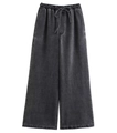 Dettaglio di pantaloni ampi in denim lavato grigio antracite con vita elastica a coulisse - XS / Pantaloni Neri