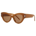 Vintage chunky cat-eye sunglasses in warm amber brown with silver metal accents - Jelly Tea (Plastic Joint)