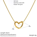 Collar con colgante de corazón de acero inoxidable 304 chapado en oro de 18K, 45cm - Collar de Cadena de Cruz con Corazón Hueco (S732G-002)