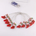 LED Christmas stocking string lights with red velvet socks and cute bear motifs - Christmas Sock Style