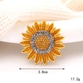 Golden sunflower brooch with sparkling yellow and black rhinestones, size 3.8cm - D2401 Sunflower