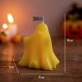 Yellow ghost scented candle for Halloween, 7x7x9cm dimensions, spooky holiday home decor - Slim Yellow (Lime Basil & Mandarin)
