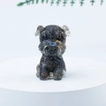 Miniature Schnauzer figurine in dark resin with sparkling gold and silver glitters - 23 Blue Tiger Eye