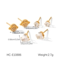 Detailed size specifications for three pairs of gold zircon stud earrings including weight - Saturn Round Heart Zirconia Planet 3-Pair Set (HC-E10886)