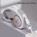 Retractable pet leash for dogs and cats in snow white finish with metal snap hook - 3 Meters / Snow White