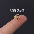Gold-plated moon and star cartilage stud earring with colorful zircon on fingertips - Colorful Zirconia Star Moon Style (309-2#G) / Gold