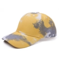 Detail of yellow and grey tie-dye baseball cap featuring twill fabric texture and vents - Yellow Gray (#6)