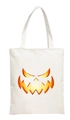 Cream canvas tote bag featuring an orange gradient Halloween pumpkin face print - White-B