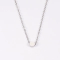 Collar minimalista de acero inoxidable plateado con colgante de cilindro 5mm y cadena en O - Color Acero