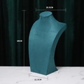 Dark green velvet portrait jewelry bust stand for necklace display with dimensions - 34cm Height