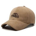 Braune Cord-Basecap mit PRAIS-Stickerei und Palmen-Grafik für Damen und Herren - Verstellbar / Khaki