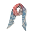 Detail of red grey and blue zebra pattern scarf with soft fringe edges on white backdrop - 3#Grey Red