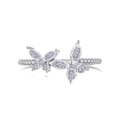 Elegant S925 sterling silver butterfly ring featuring sparkling marquise zircon wings - US 5 / Double Butterfly Style (DY120714) / Silver