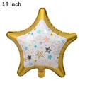 18 inch gold and white star-shaped foil balloon with colorful glitter star patterns - 18 Inch Gold Trim Star Balloon