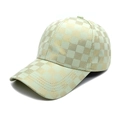 Detail of light green baseball cap with gold checkered pattern and woven fabric texture - M (56-58cm) / Light Green