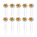 Set of 10 gold rose and silver rhinestone U-shaped hair pins for bridal styling - Hairpin (HP004)