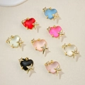 Colorful resin heart pendants with gold star accents and micro-inlaid zircons in 8 colors - Rainbow