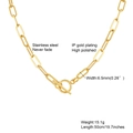 Polished stainless steel OT clasp necklace with 6.5mm gold paperclip chain details - 6.5mm*51cm (Toggle Clasp/831G)