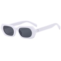 2024 Retro small square sunglasses with white frame and dark grey UV lenses for women - Solid White