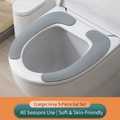 Three-piece gray soft silicone toilet seat cover in large size for all seasons - Large 3 Pairs Toilet Sticker / Gray