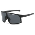 Square frame outdoor cycling sunglasses with black frame and translucent gray lenses - Sand Black / Grey Lens