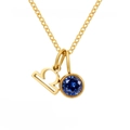 Libra constellation necklace with 18K gold plated pendant and deep blue round gemstone - September